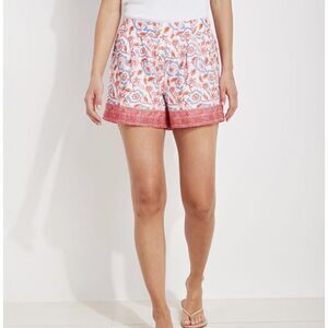 Vineyard Vines Frangipani Floral Luxe Red Blue Pull-on Shorts Women's Size XS